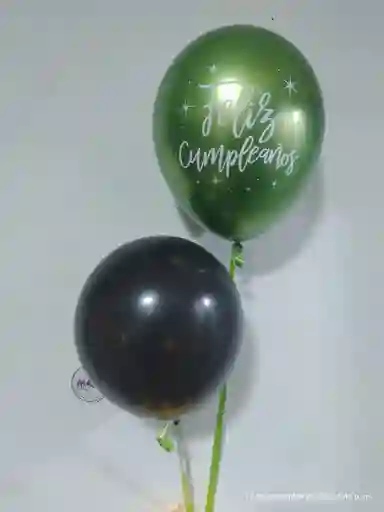 Globos Helio Cumpleaños Verdes Y Negro X2