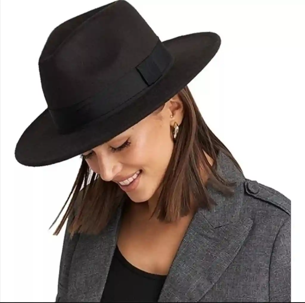 Sombrero Fedora Paño Ajustable C-negro