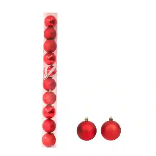 Bolas Navideñas Decoración Navidad Set X 9 Rojas