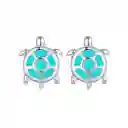 Aretes Tortuga Para Mujer Brilla Oscuridad En Plata 925