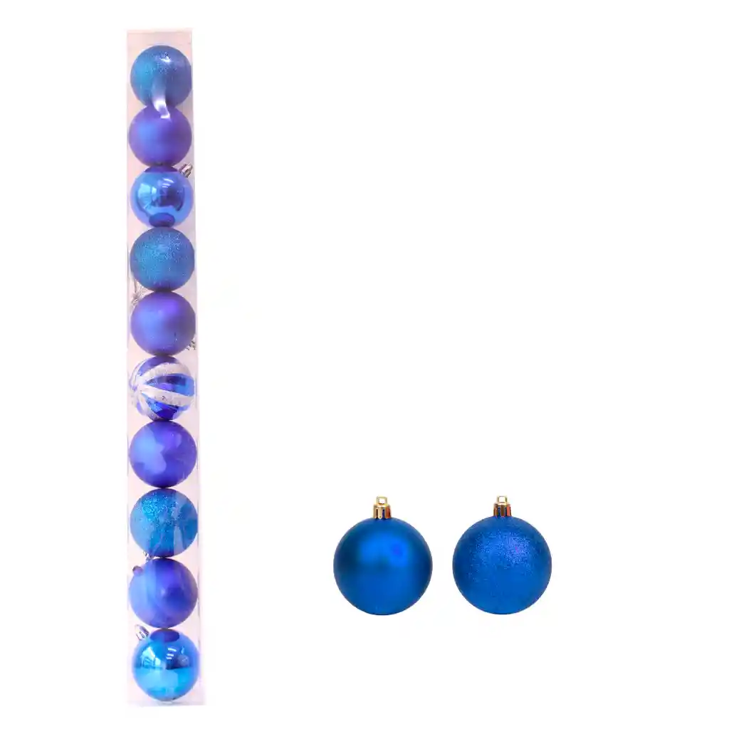 Bolas Navideñas Decoración Navidad Set X 9 Azul