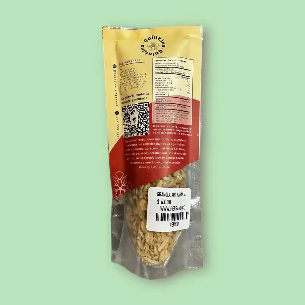 Granola Nueces Y Naranja 40g Quintina