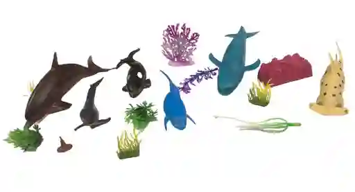 Juguete Animales Marinos Grandes Con Plantas X6 Ref 8913