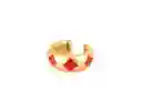 Ear Cuff Gold Diamante Poker Rojo