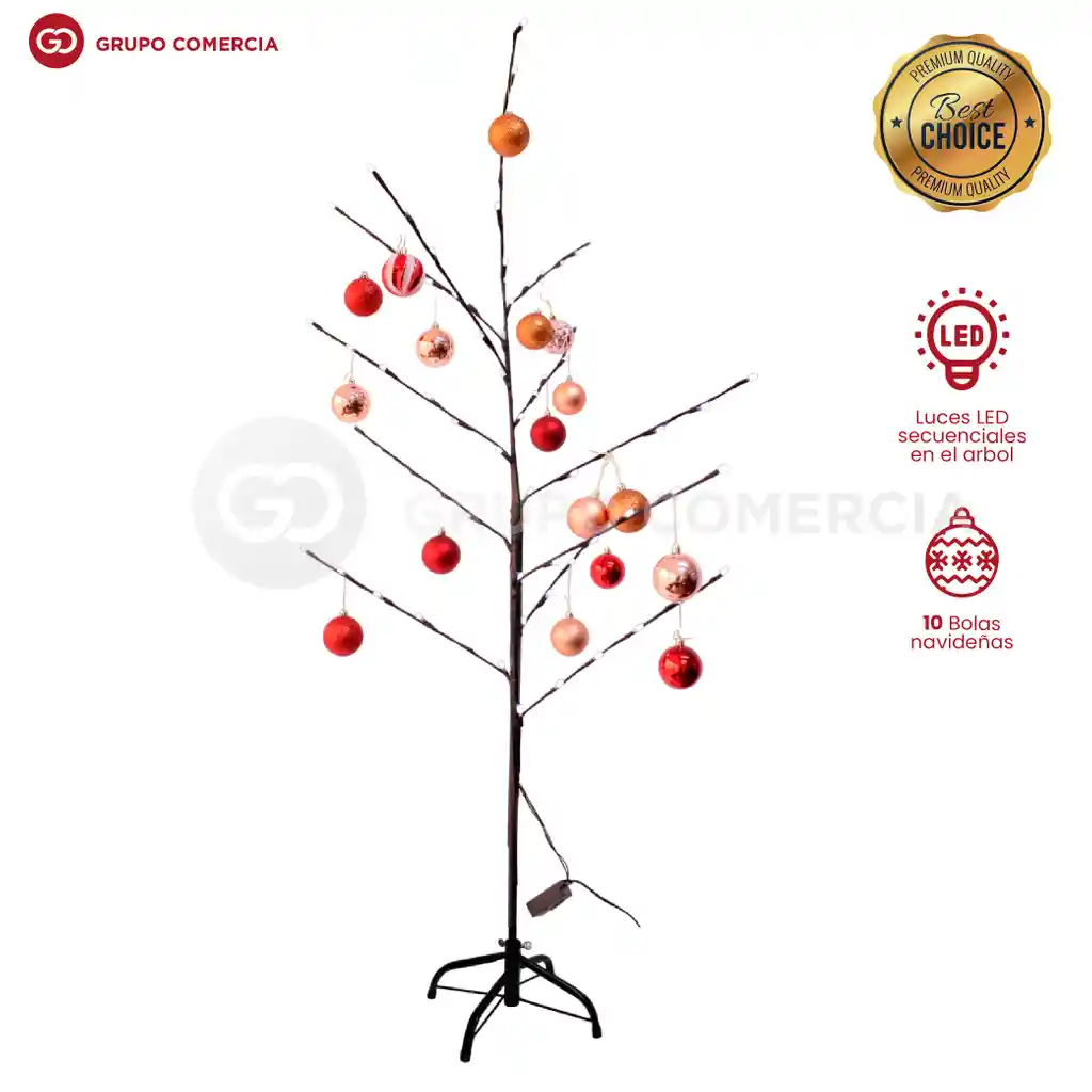 Árbol De Navidad Luz Led Secuencial 148 Cm Con Accesorios