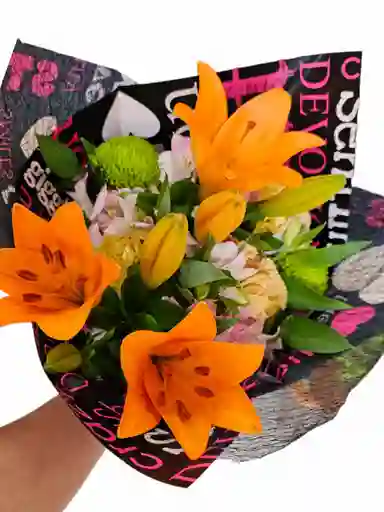 Bouquet De Lirios Naranjas