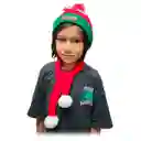 Combo X2 Gorro Pompón + Bufanda Navidad Frio Niño Bebés