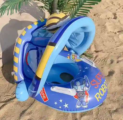 Flotador Inflable Para Bebe Con Techo Super Robot 70cm