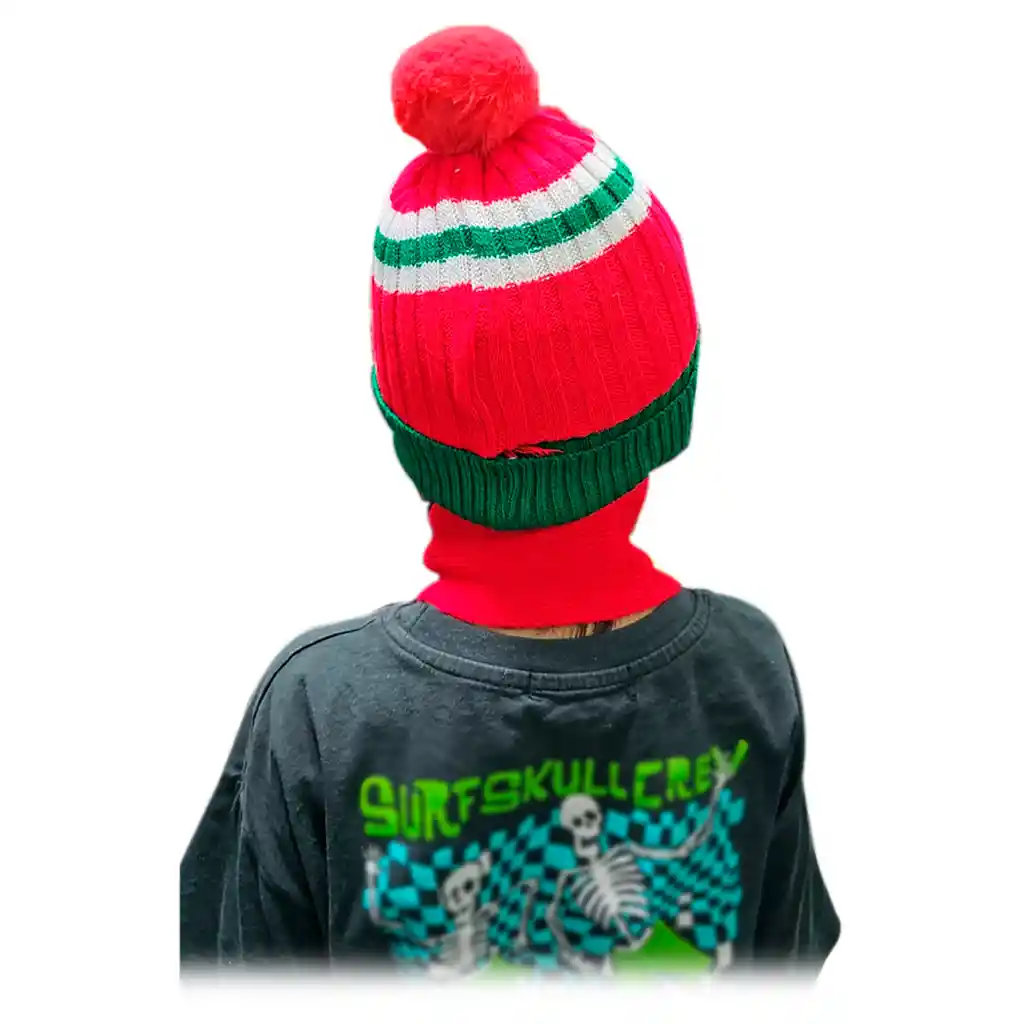 Combo X2 Gorro Pompón + Bufanda Navidad Frio Niño Bebés