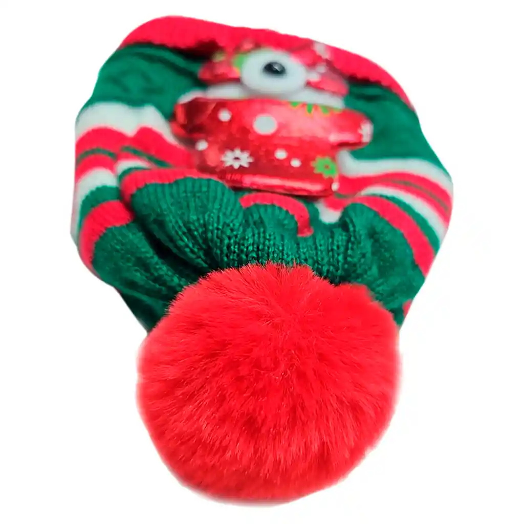 Gorro Pompón Navidad Diseños Luces Térmico Frío Bebés Niños (1 Pompon Diseño Aleatorio)