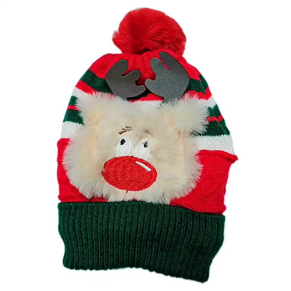 Gorro Pompón Navidad Diseños Luces Térmico Frío Bebés Niños (1 Pompon Diseño Aleatorio)