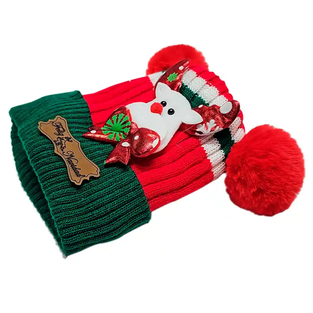 Gorro Pompón Navidad Diseños Luces Térmico Frío Bebés Niños (2 Pompones Diseño Aleatorio)