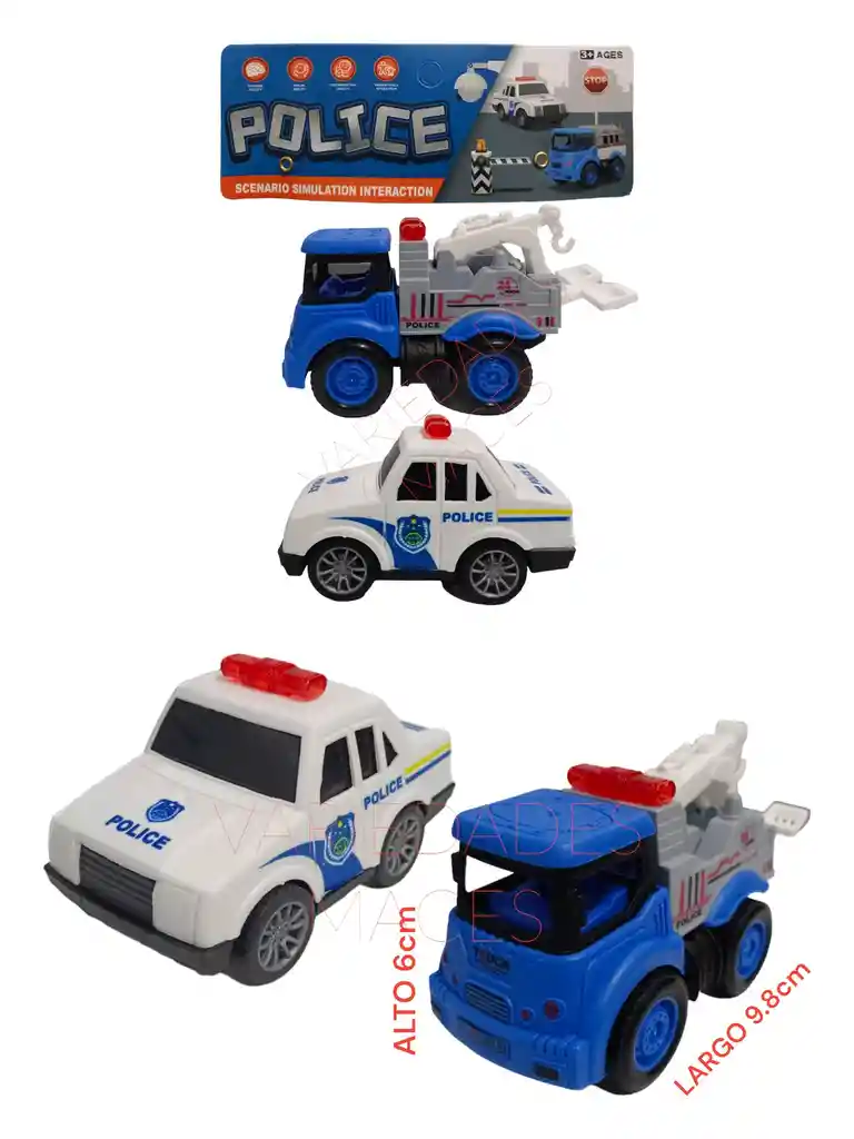 Juguete Carro Police Grua Set X 2