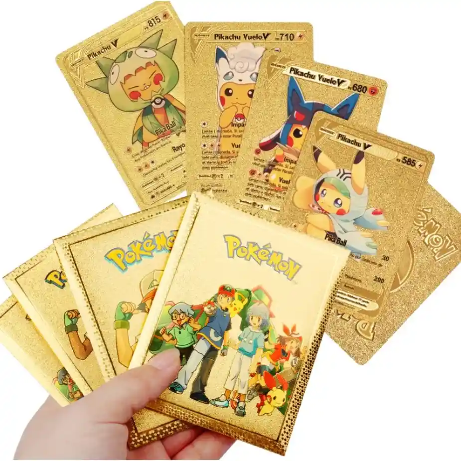 Cartas Doradas Pokemon Sobre X 10 De Lujo