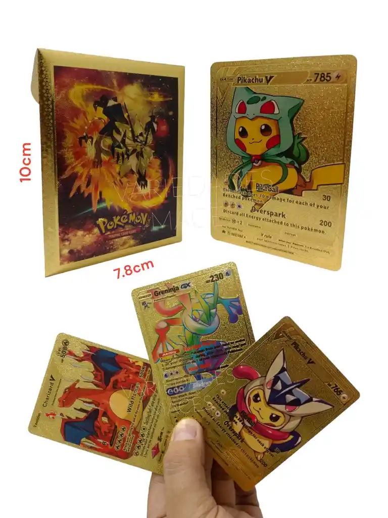 Cartas Doradas Pokemon Sobre X 10 De Lujo