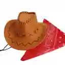 Sombrero Vaquero En Gamuza Coñak Para Niño Con Pañoleta