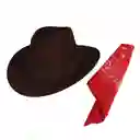 Sombrero Vaquero En Gamuza Marron Para Niño Con Pañoleta