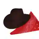 Sombrero Vaquero En Gamuza Marron Para Niño Con Pañoleta