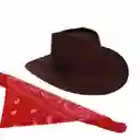 Sombrero Vaquero En Gamuza Marron Para Niño Con Pañoleta