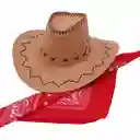 Sombrero Vaquero Beige Con Pañoleta