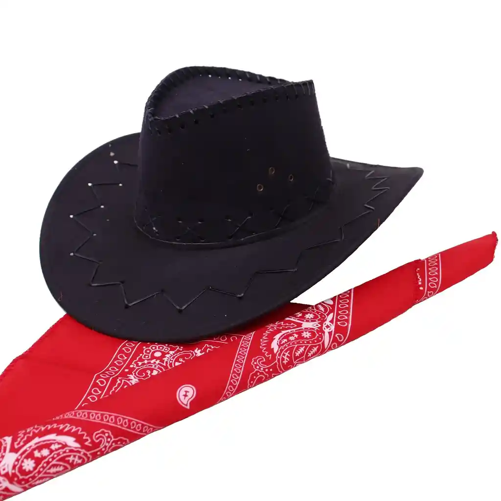 Sombrero Vaquero Negro Con Pañoleta