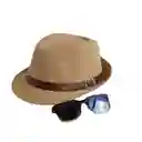 Sombrero Fedora Tejido Marron Para Niño Con Gafas