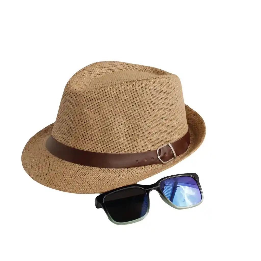 Sombrero Fedora Tejido Marron Para Niño Con Gafas