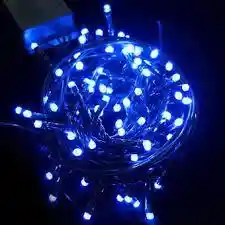 Luces Led Navidad Lineal X100 Azul Cable Verde