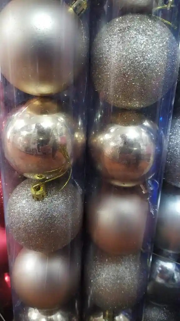 10 Bolas De Navidad Oro Rosa En Tubo De 7cm (en El Tubo Vienen Escarchadas, Opacas Y Brillantes).