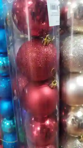 10 Bolas De Navidad Rojo En Tubo De 7cm (en El Tubo Vienen Escarchadas, Opacas Y Brillantes).
