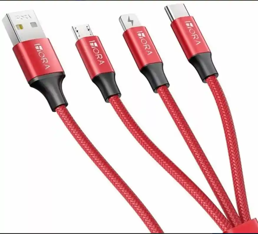 Cable Usb 3 En 1 Carga Rápida Para Ip, V8 Y Tipo C 1 Metro Original