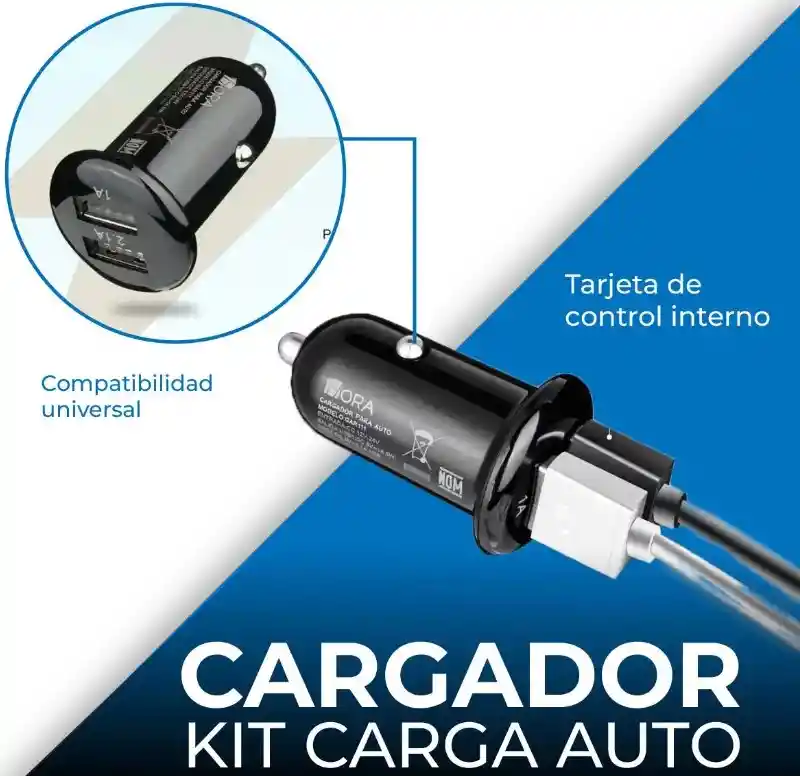 Cargador Para Auto Dual Cable Usb A Tipo V8