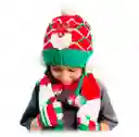 Kit X3 Navideño Gorro Orejas Bufanda Guantes Frío Navidad Niños