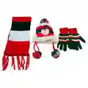 Kit X3 Navideño Gorro Orejas Bufanda Guantes Frío Navidad Niños