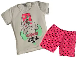 Conjunto Para Niñas 6-8 Años Multiusos Short Bicicletero Mas Camiseta Tall 10-12