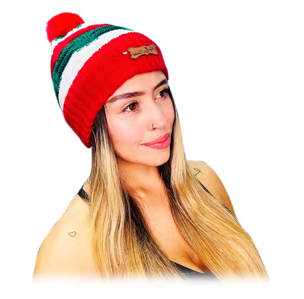 Gorro Lana Navidad Térmico Hombre Mujer Y Niños Pompón