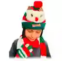 Kit X3 Navideño Gorro Orejas Bufanda Guantes Frío Navidad Niños