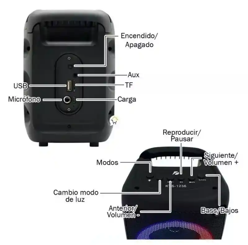 Parlante Pequeño Bluetooth , Usb Y Radio Recargable Rgb