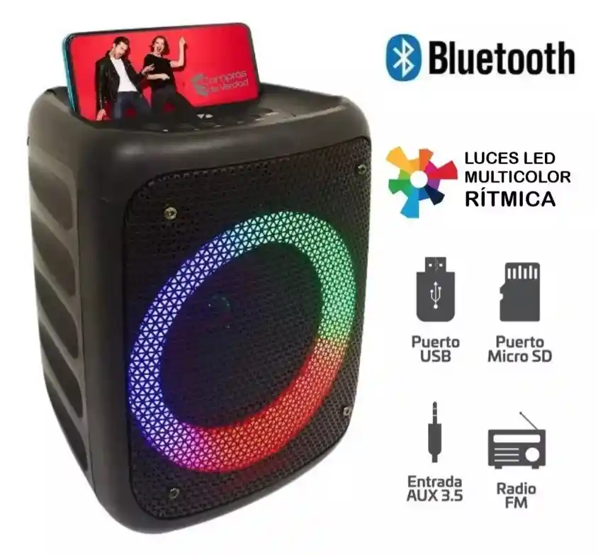 Parlante Pequeño Bluetooth , Usb Y Radio Recargable Rgb