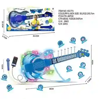 Juguete Guitarra Eléctrica Con Gafas Micrófono Niños Azul 8026