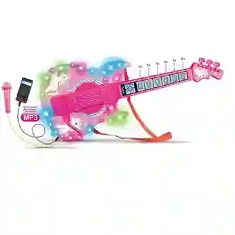 Juguete Guitarra Eléctrica Con Gafas Micrófono Niños Rosa 8026