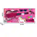 Juguete Guitarra Eléctrica Con Gafas Micrófono Niños Rosa 8026