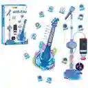Juguete Guitarra Eléctrica Con Micrófono Mp3 Niños Azul 8028