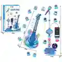 Juguete Guitarra Eléctrica Con Micrófono Mp3 Niños Azul 8028