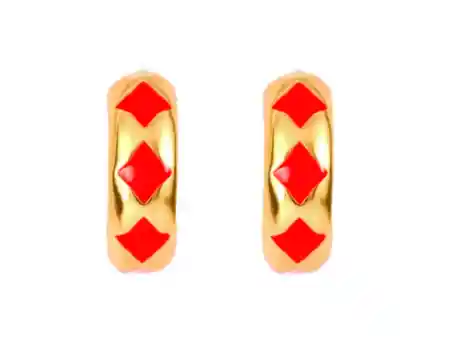 Candongas Chunky Gold Diamante Red