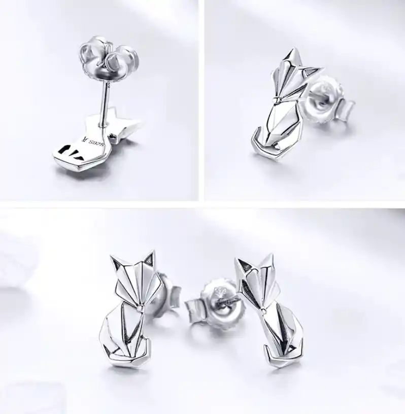 Aretes Para Mujer Zorro Fox Fabricados En Plata 925