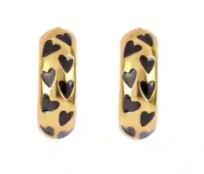 Candongas Chunky Gold Heart Black
