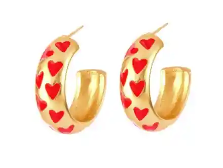 Candongas Chunky Gold Heart Red