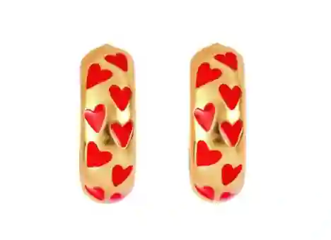 Candongas Chunky Gold Heart Red