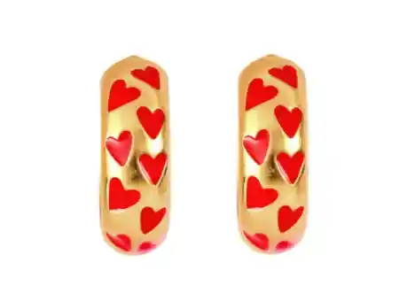 Candongas Chunky Gold Heart Red